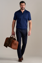 Short Sleeve Sweater Polo Solid // Navy