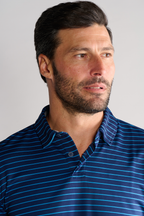 Short Sleeve Polo Stripe // Navy Blue