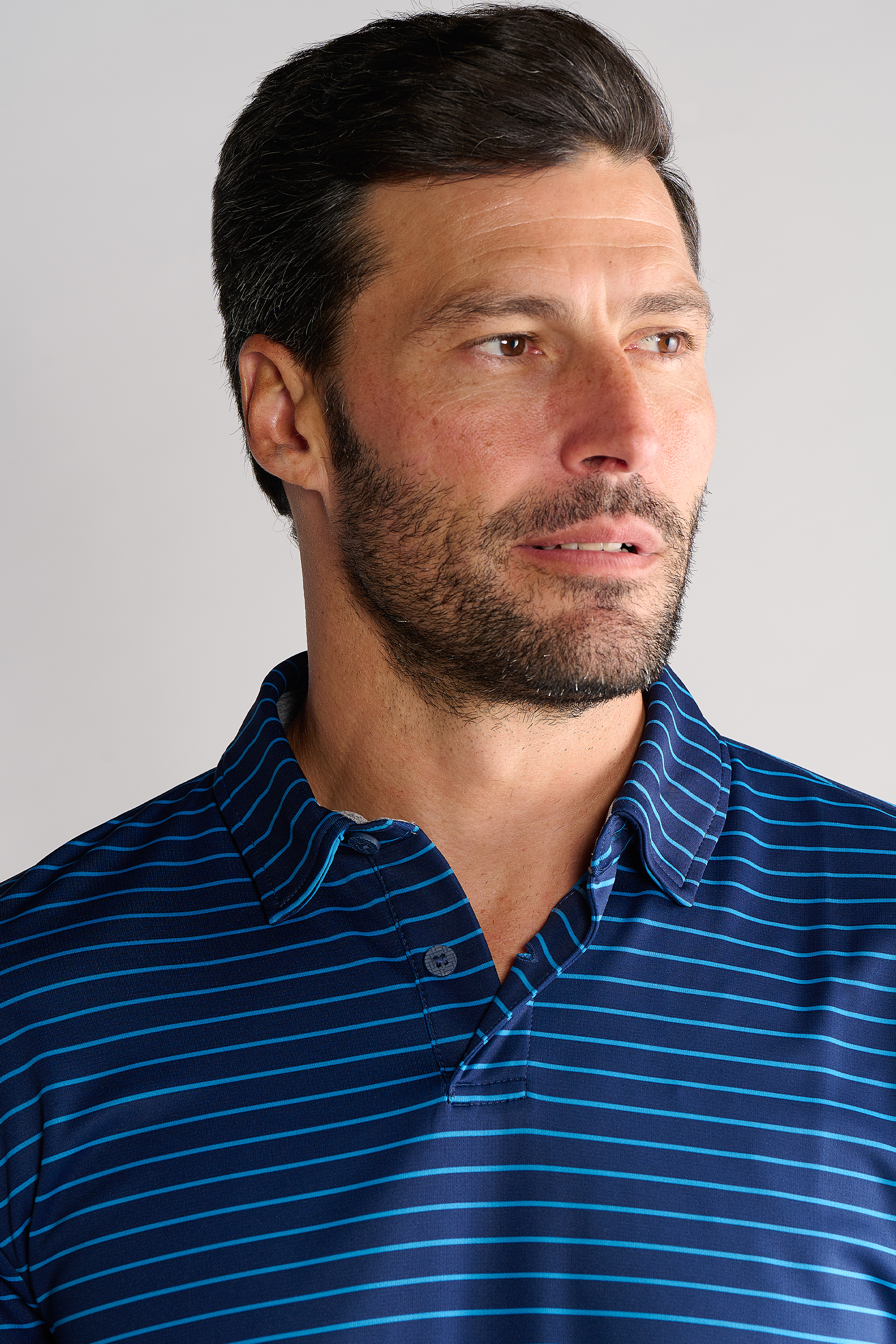 Short Sleeve Polo Stripe // Navy Blue