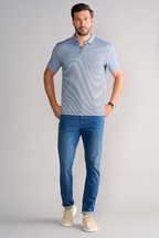 Short Sleeve Polo Stripe // Navy White