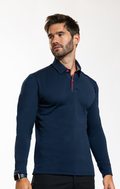 Long Sleeve Polo Contrast // Navy Red