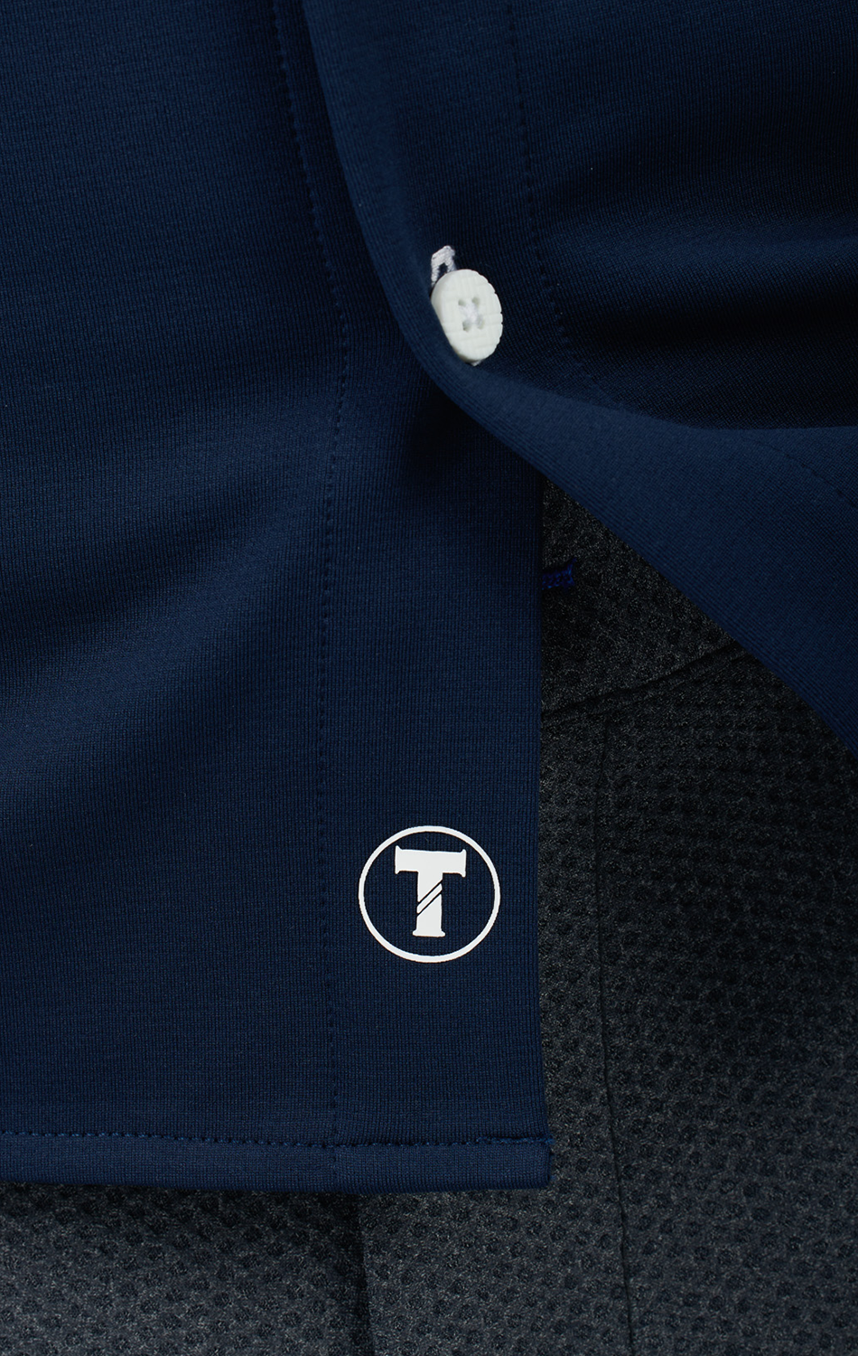Long Sleeve Button Down Polo Contrast // Navy White