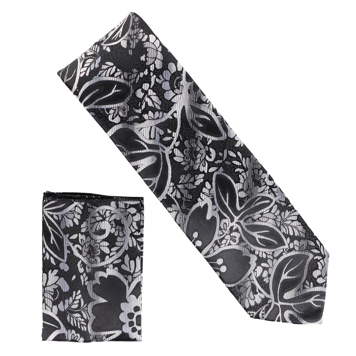 Vittorio Farina Men's Floral Design Necktie & Pocket Square