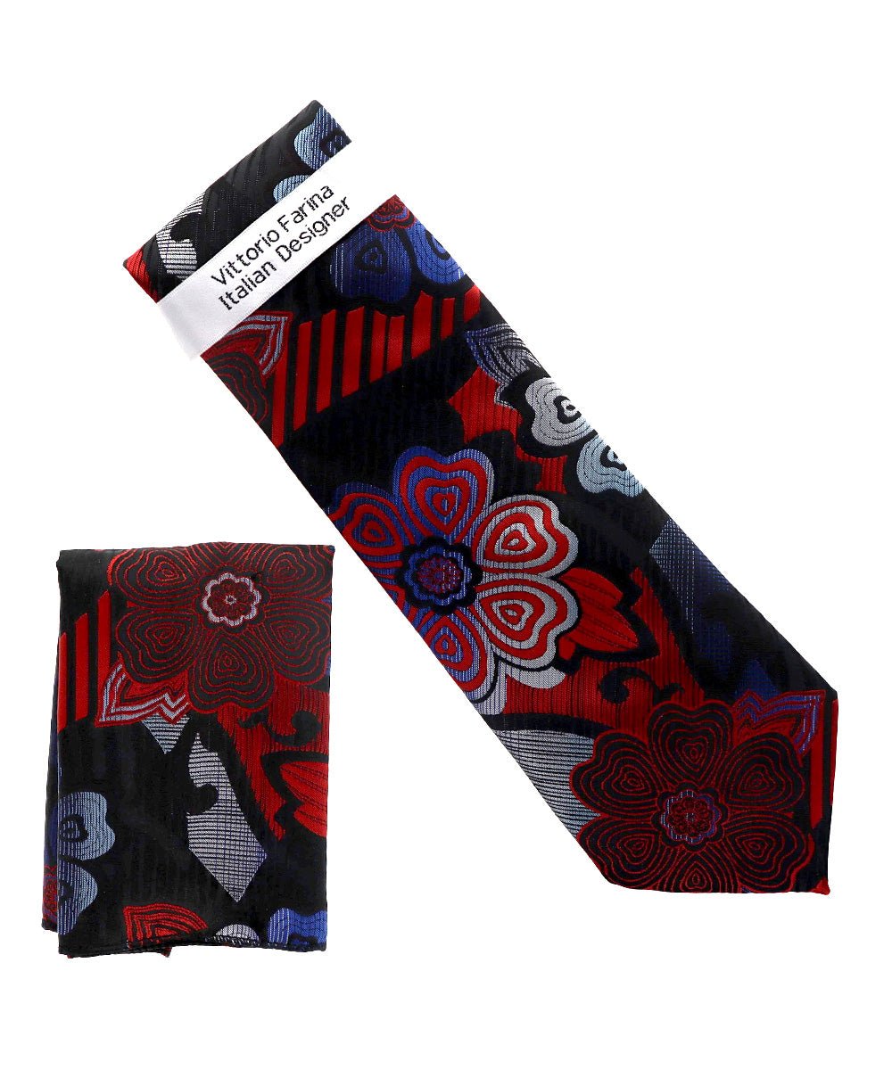 Vittorio Farina Men's Floral Design Necktie & Pocket Square
