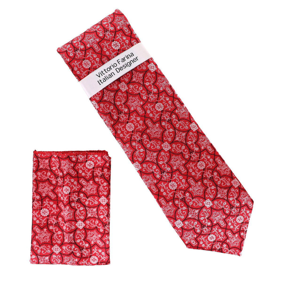 Vittorio Farina Men's Floral Design Necktie & Pocket Square
