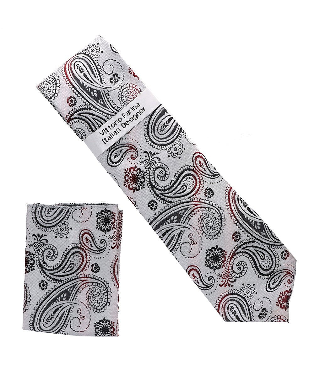 Vittorio Farina Men's Paisley Design Necktie & Pocket Square