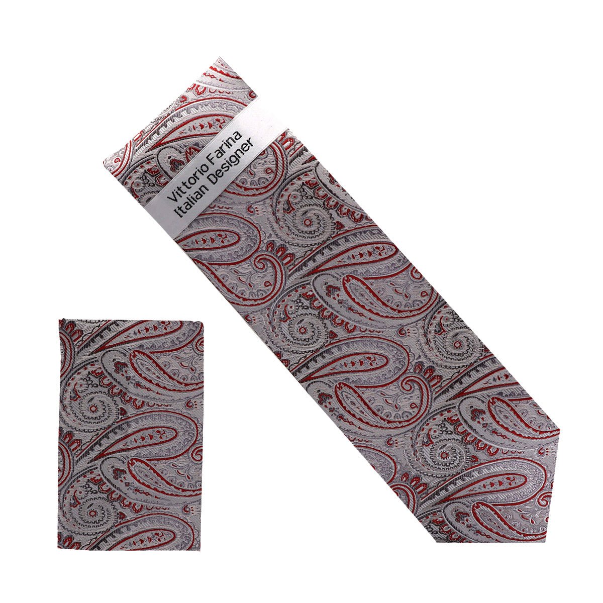 Vittorio Farina Men's Paisley Design Necktie & Pocket Square