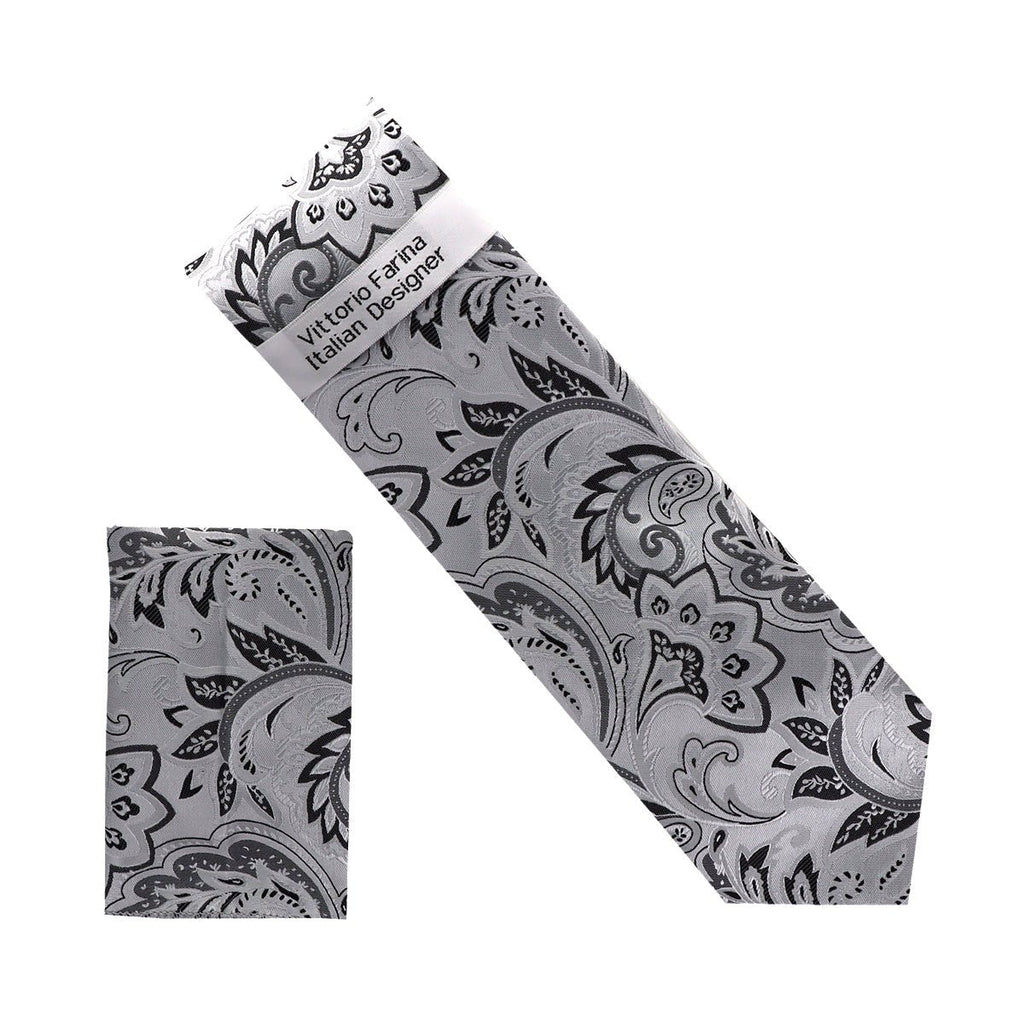 Vittorio Farina Men's Paisley Design Necktie & Pocket Square