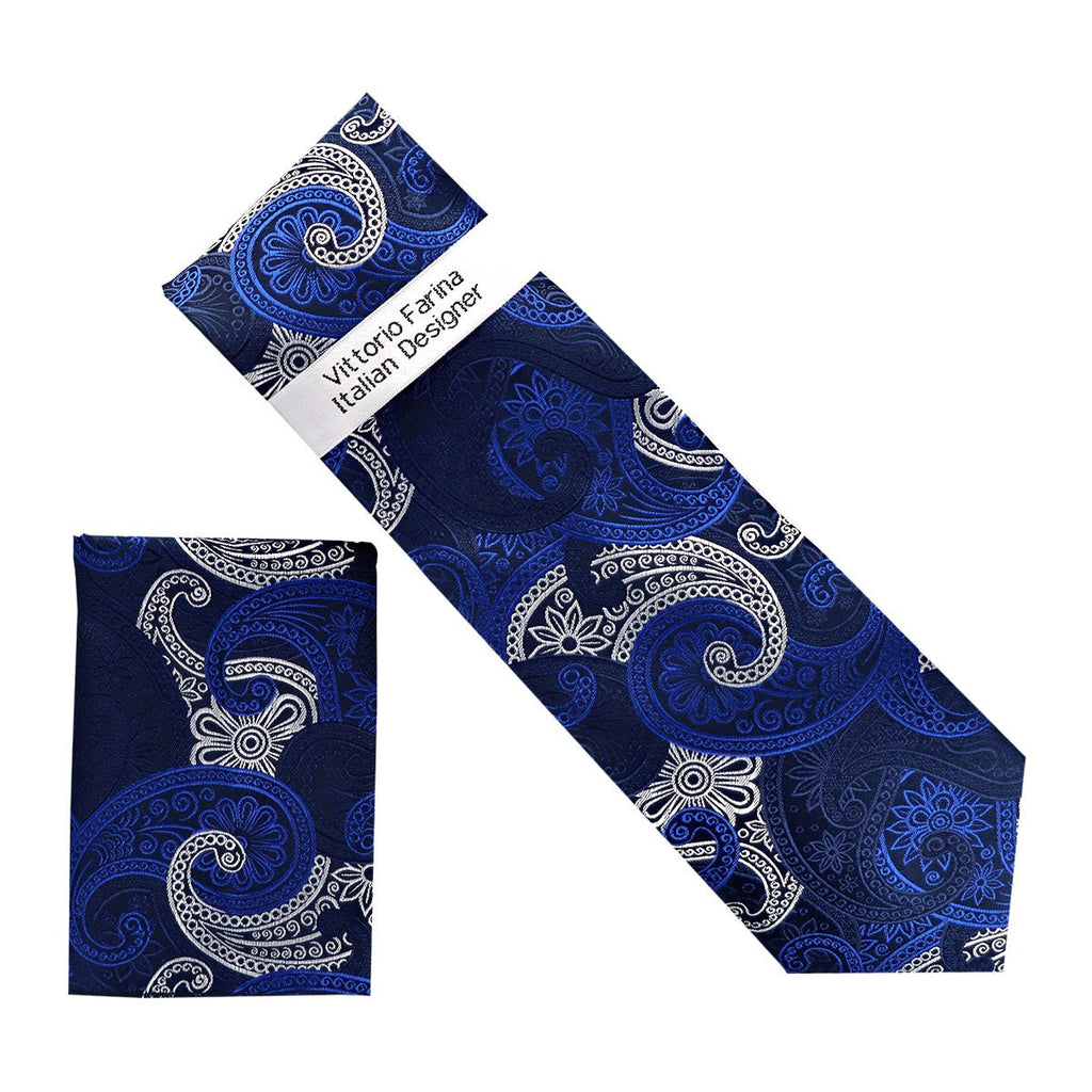 Vittorio Farina Men's Paisley Design Necktie & Pocket Square