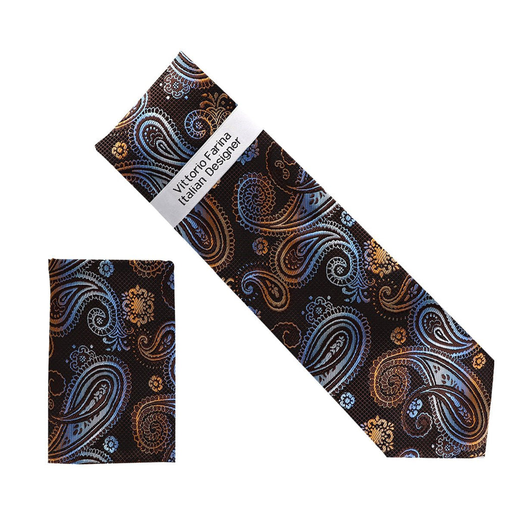 Vittorio Farina Men's Paisley Design Necktie & Pocket Square