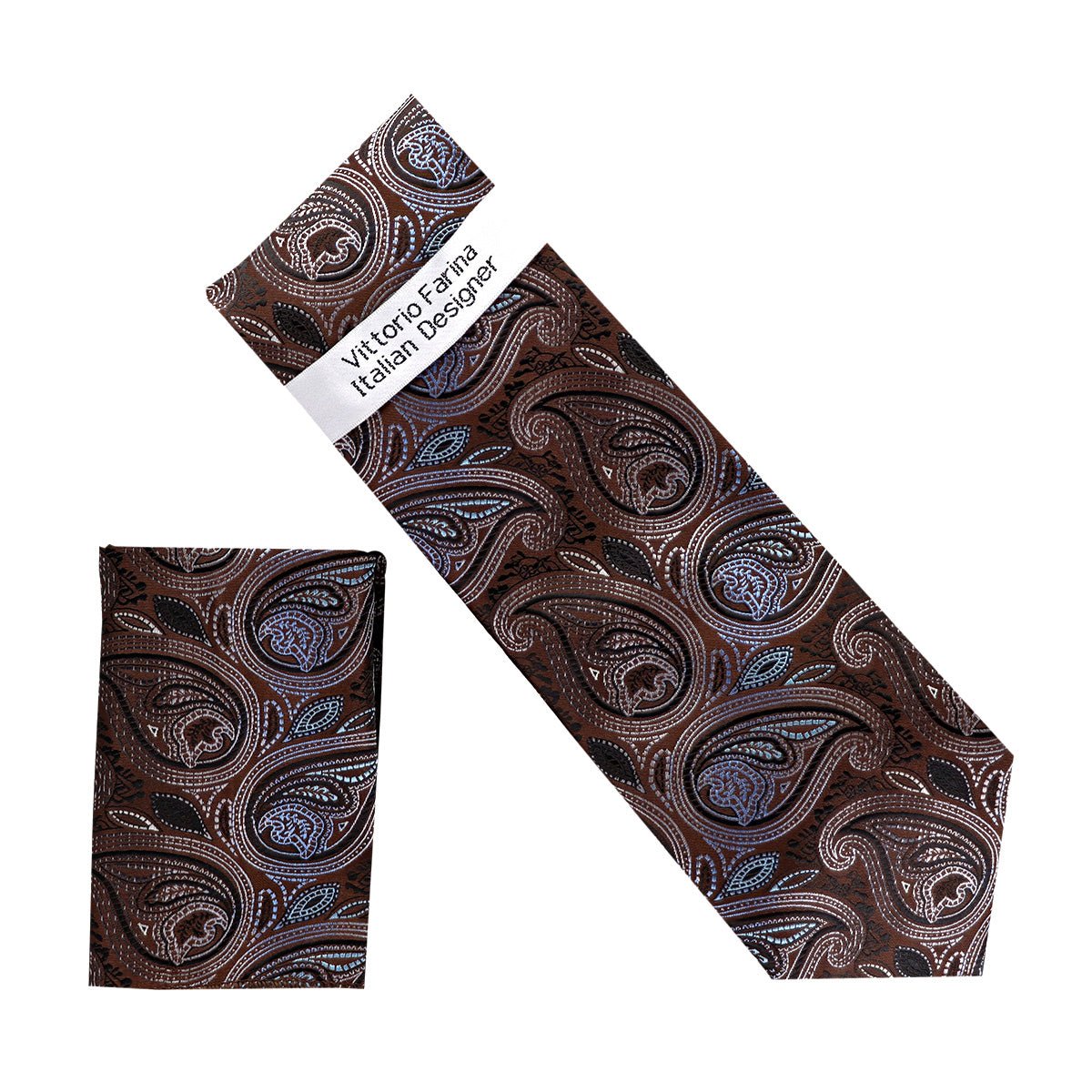 Vittorio Farina Men's Paisley Design Necktie & Pocket Square