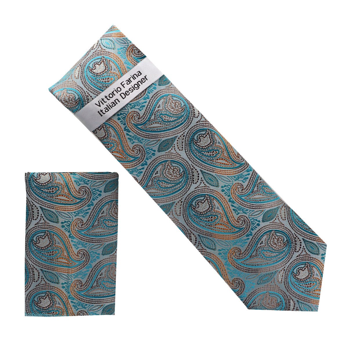 Vittorio Farina Men's Paisley Design Necktie & Pocket Square