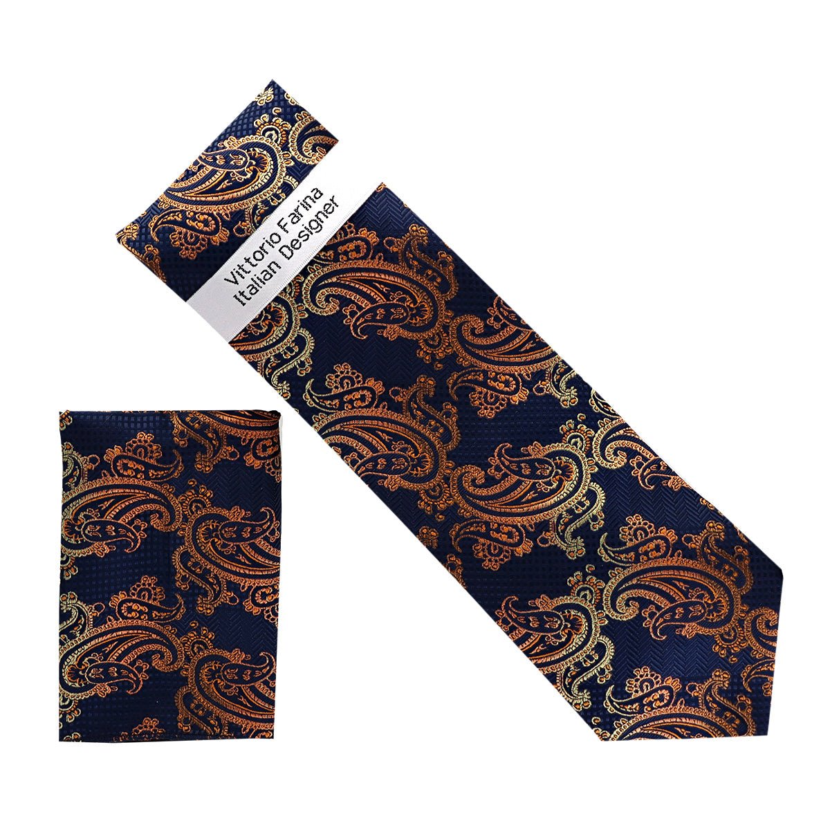 Vittorio Farina Men's Paisley Design Necktie & Pocket Square