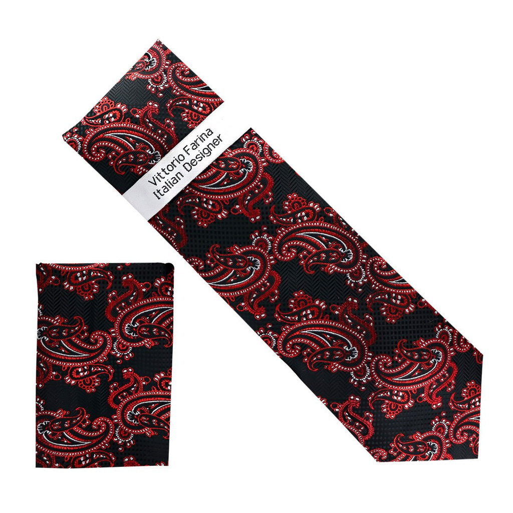 Vittorio Farina Men's Paisley Design Necktie & Pocket Square