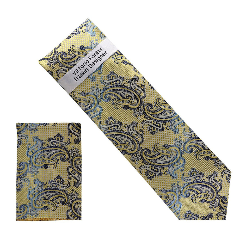 Vittorio Farina Men's Paisley Design Necktie & Pocket Square