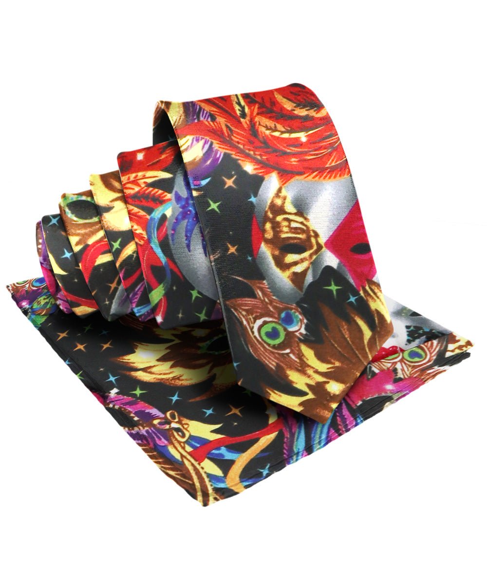Vittorio Farina Men's Mardi Gras Satin Necktie and Pocket Square