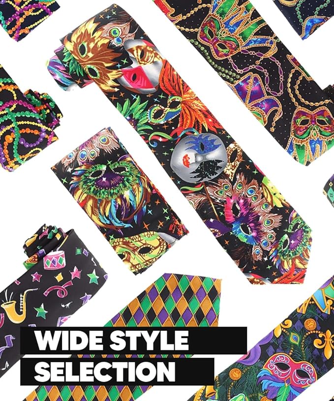 Vittorio Farina Men's Mardi Gras Satin Necktie and Pocket Square