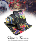 Vittorio Farina Men's Mardi Gras Satin Necktie and Pocket Square