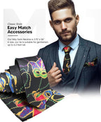 Vittorio Farina Men's Mardi Gras Satin Necktie and Pocket Square
