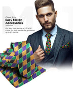 Vittorio Farina Men's Mardi Gras Satin Necktie and Pocket Square