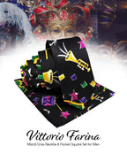 Vittorio Farina Men's Mardi Gras Satin Necktie and Pocket Square