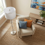 Nimbus Brushed Nickel Floor Lamp with 3-Way Rotary Switch Clear Glass Body  Metal Base