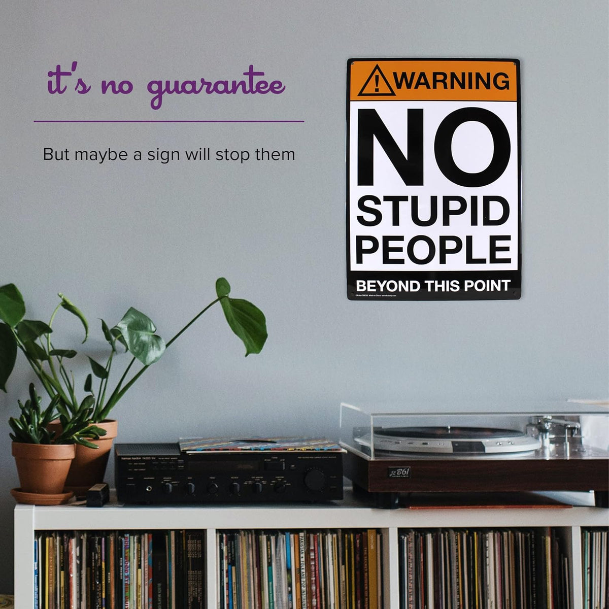 Metal Tin Sign "Warning: NO STUPID PEOPLE Beyond This Point" Bar Man Cave #C-101