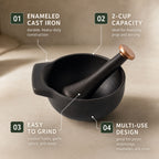 Enameled Cast Iron Mortar & Pestle Set, 2-Cup