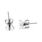 Cubic Zirconia Square Stud Earrings Stainless Steel Silver Jewelry Men Women