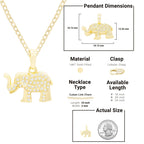 Elephant Cubic Zirconia Pendant With 14K Gold Filled Necklace Set