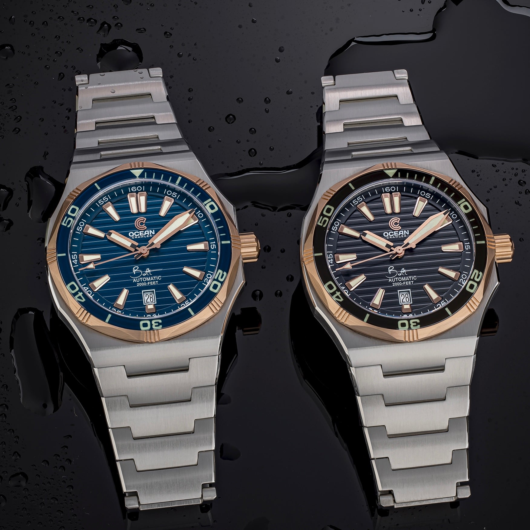 Bolt - Blue - Solid 18K Red Gold Bezel