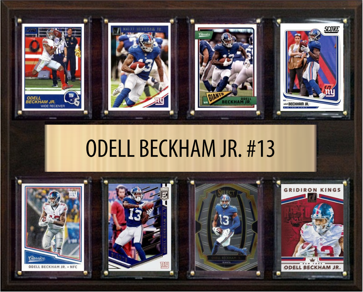 Odell Beckham Jr. New York Giants Fan Gift Plaque 12x15 8 Cards Prizm, Donruss, Score 2024 2025 2026