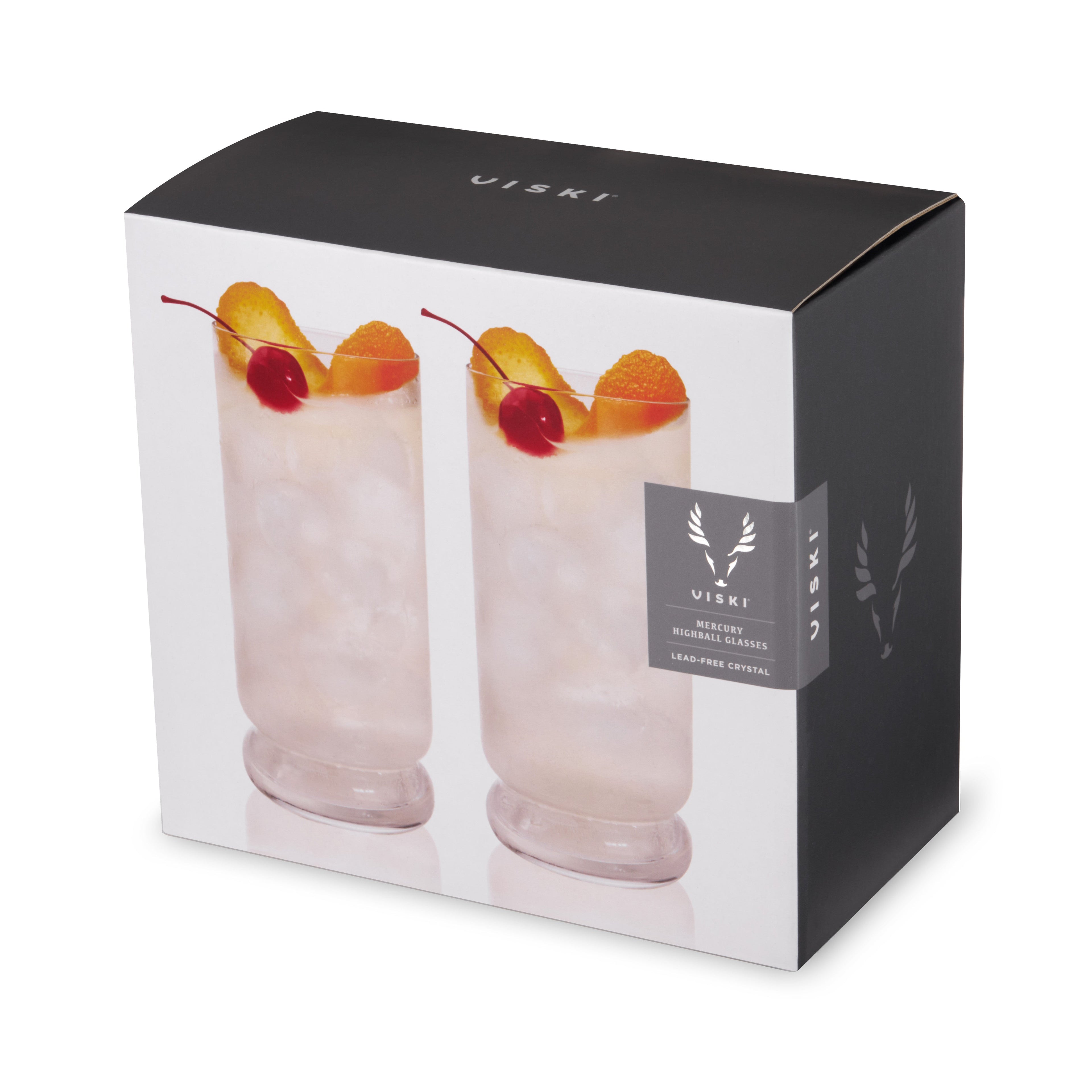Mercury Crystal Highball Glasses, Set of 2