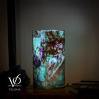 Fluorite Table Lamp - 12.5" Tall, 5"x5" Live Edge Square - (Small #18)