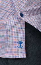 Long Sleeve Button Down Polo Dot // Orange Blue