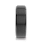 ORION Flat Black Tungsten Ring with Brushed Raised Center & Polished Step Edges - 6mm - 8mm