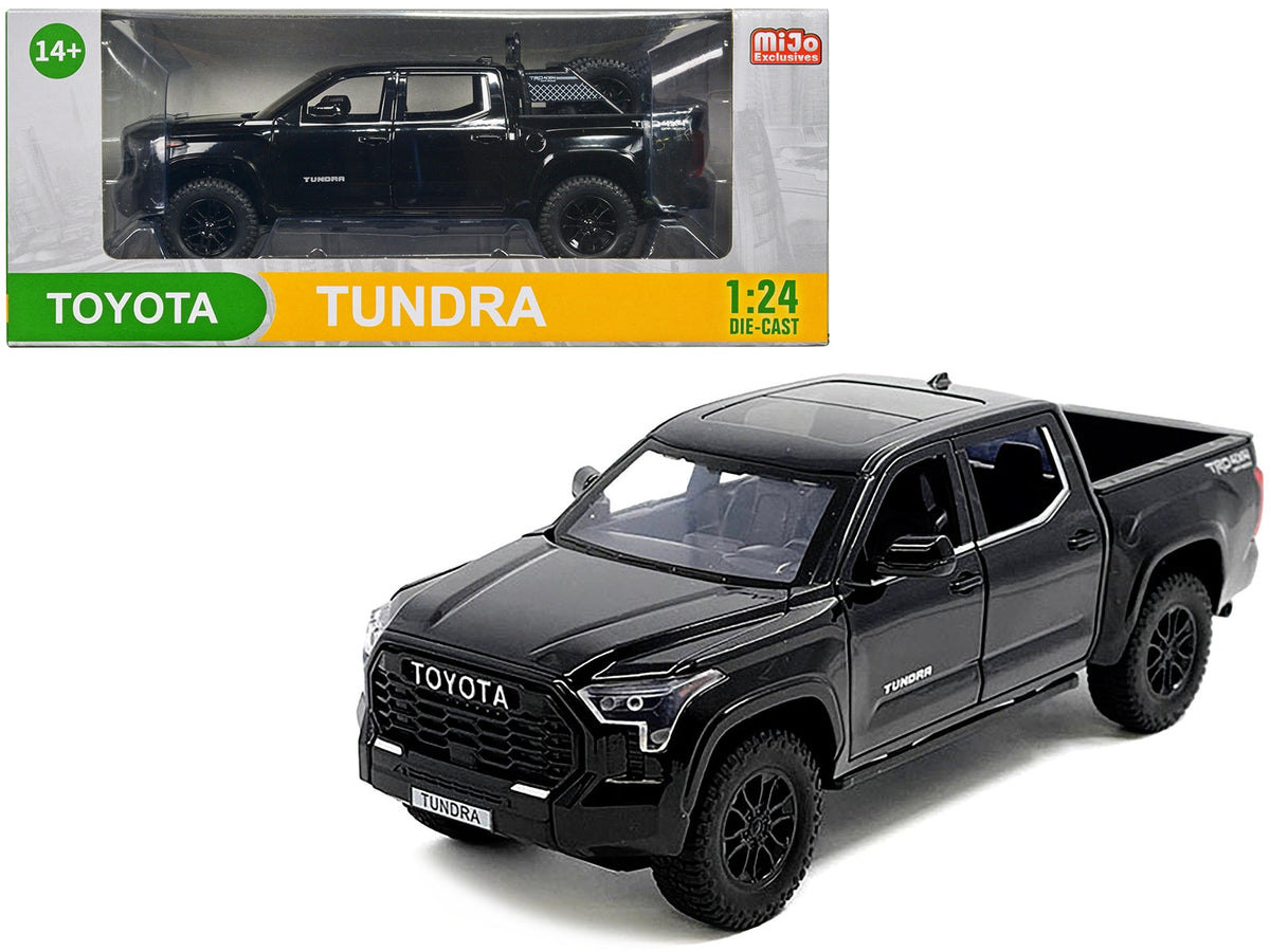 2023 Toyota Tundra TRD 4x4 Pickup Truck Black with Sunroof and Wheel Rack 1/24 Diecast Model Car