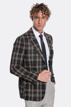 Plaid Slim Fit Black Men Blazer - Wessi