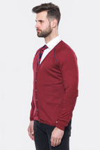 Burgundy Cotton Men's Knitwear - Wessi
