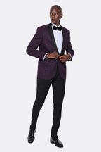 Burgundy Shawl Lapel Tuxedo Jacket - Wessi