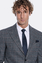 Checked Navy Blue Men Blazer - Wessi