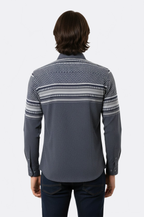 Patterned Navy Blue Men Shirt - Wessi