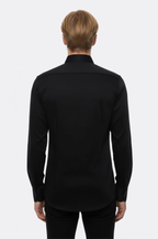 Cotton Satin Slim Fit Black Men Shirt - Wessi
