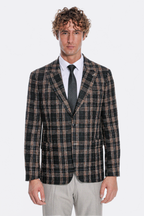 Plaid Slim Fit Black Men Blazer - Wessi