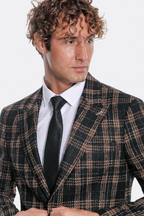 Plaid Slim Fit Black Men Blazer - Wessi