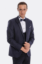 Navy Blue Vested Tuxedo - Wessi