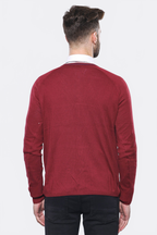 Burgundy Cotton Men's Knitwear - Wessi