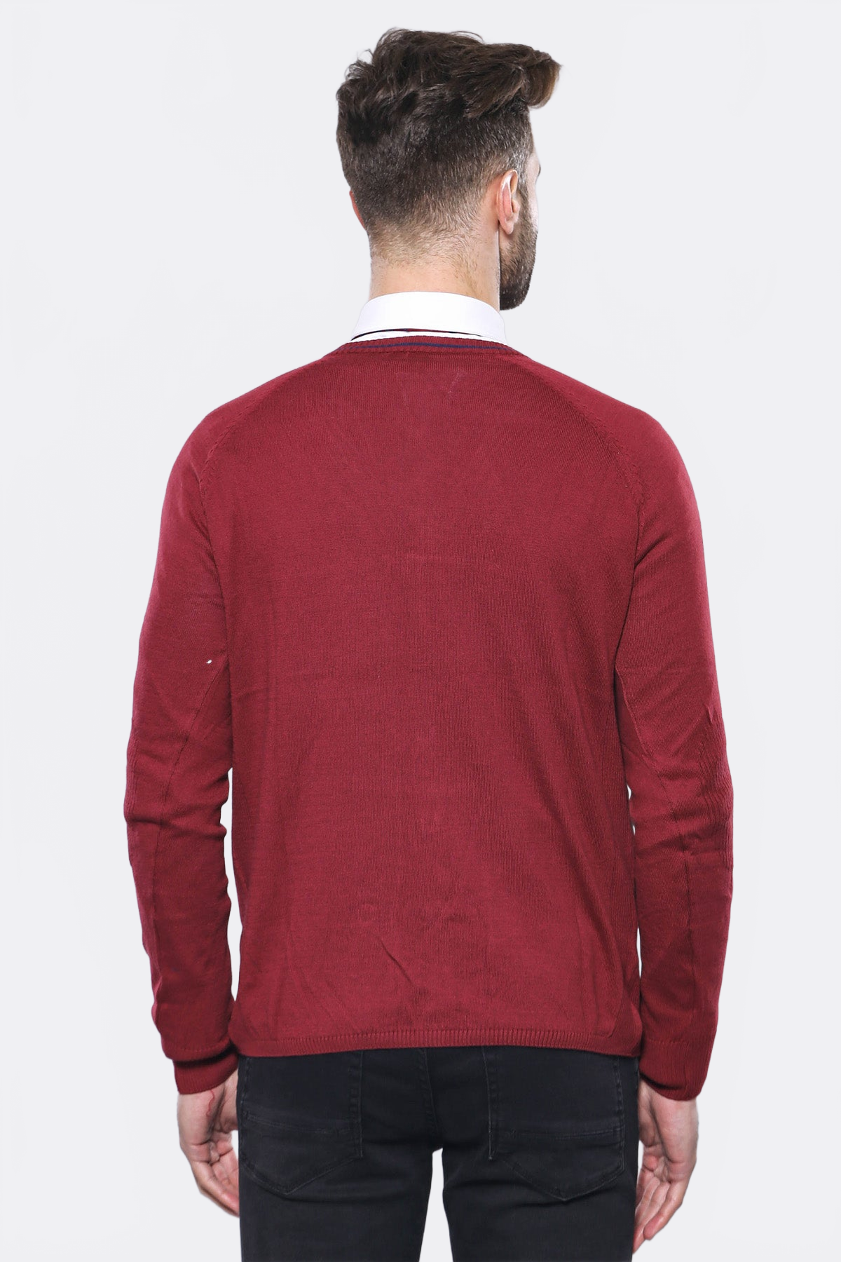 Burgundy Cotton Men's Knitwear - Wessi