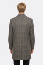 Brown Checked Hidden Button Coat - Wessi