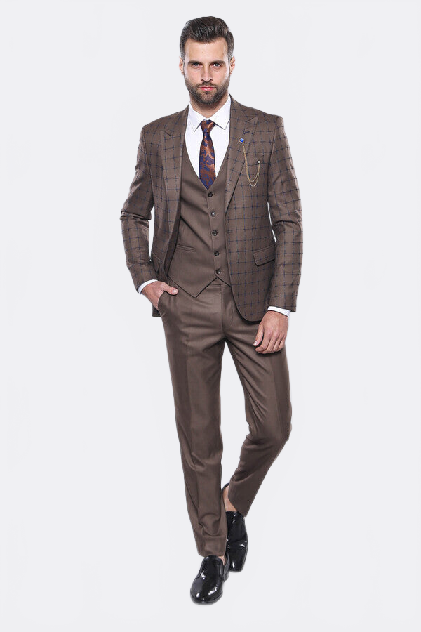 Brown Checked Suit - Wessi